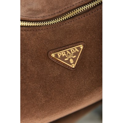 Prada Aimee Large Suede Shoulder Bag