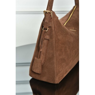 Prada Aimee Large Suede Shoulder Bag