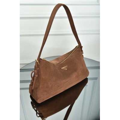 Prada Aimee Large Suede Shoulder Bag
