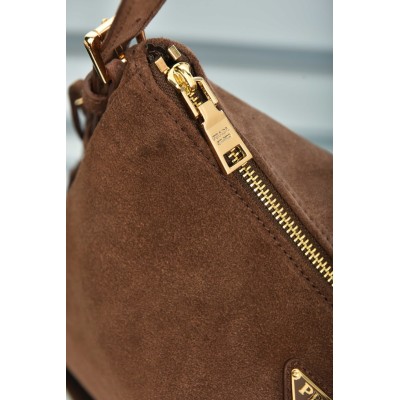 Prada Aimee Large Suede Shoulder Bag