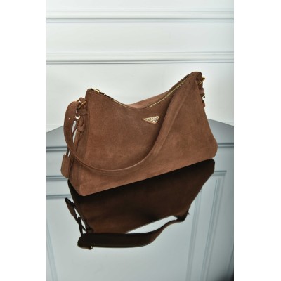 Prada Aimee Large Suede Shoulder Bag