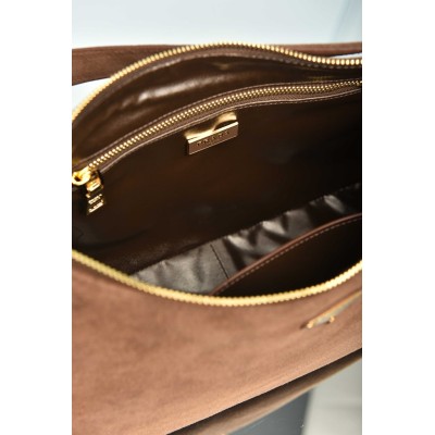 Prada Aimee Large Suede Shoulder Bag