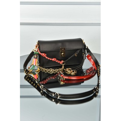 Prada Soft Sound Small Leather Shoulder Bag with Charms