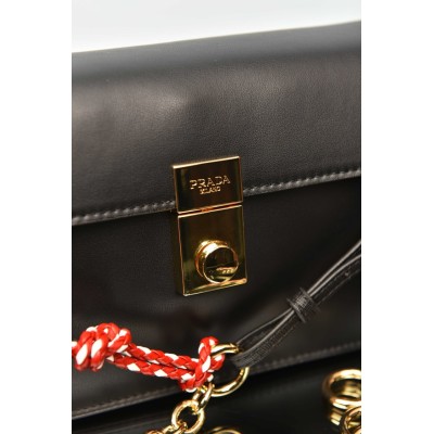 Prada Soft Sound Small Leather Shoulder Bag with Charms