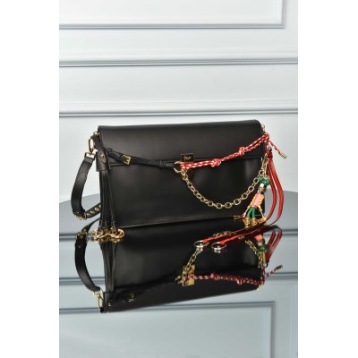 Prada Soft Sound Large Leather Shoulder Bag with Charms