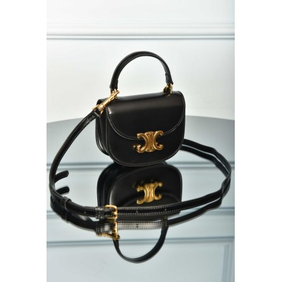 Celine Mini Besace Clea in Shiny Calfskin