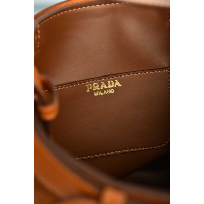 Prada Buckle Belted Suede Bucket Bag